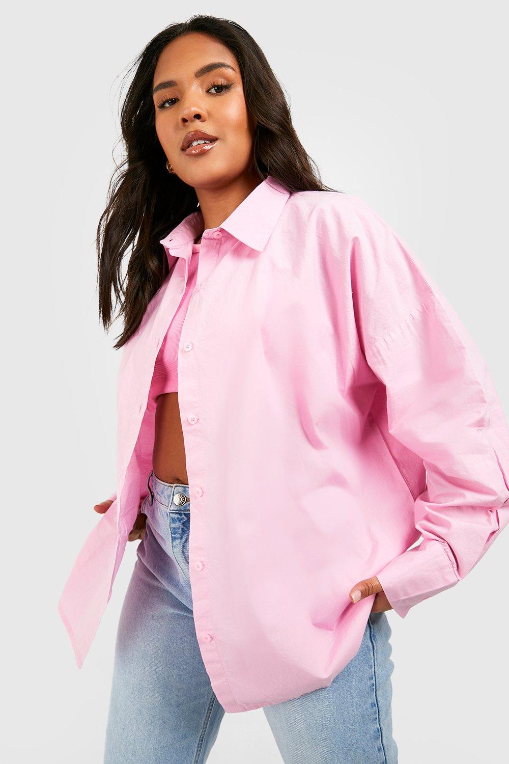 Baby Pink Plus Poplin Oversized Shirt